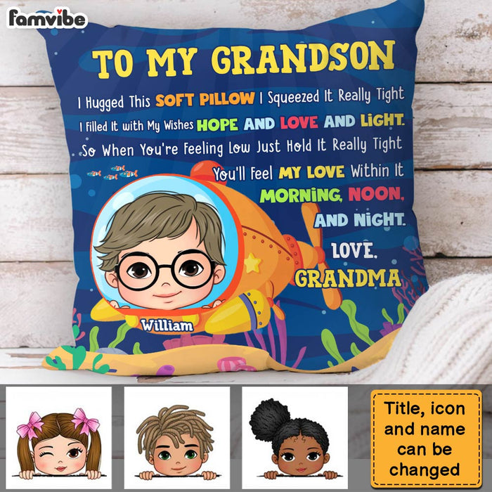 Personalized Gift For Grandson To My Grandson Submarine Ocean Theme Pillow 30858 1