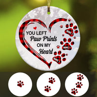 Personalized Dog Memo You Left Paw Prints On My Heart Circle Ornament AG265 85O57 thumb 1