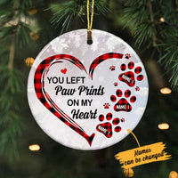 Personalized Dog Memo You Left Paw Prints On My Heart Circle Ornament AG265 85O57 thumb 1