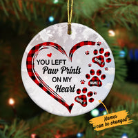 Personalized Dog Memo You Left Paw Prints On My Heart Circle Ornament AG265 85O57 thumb 1