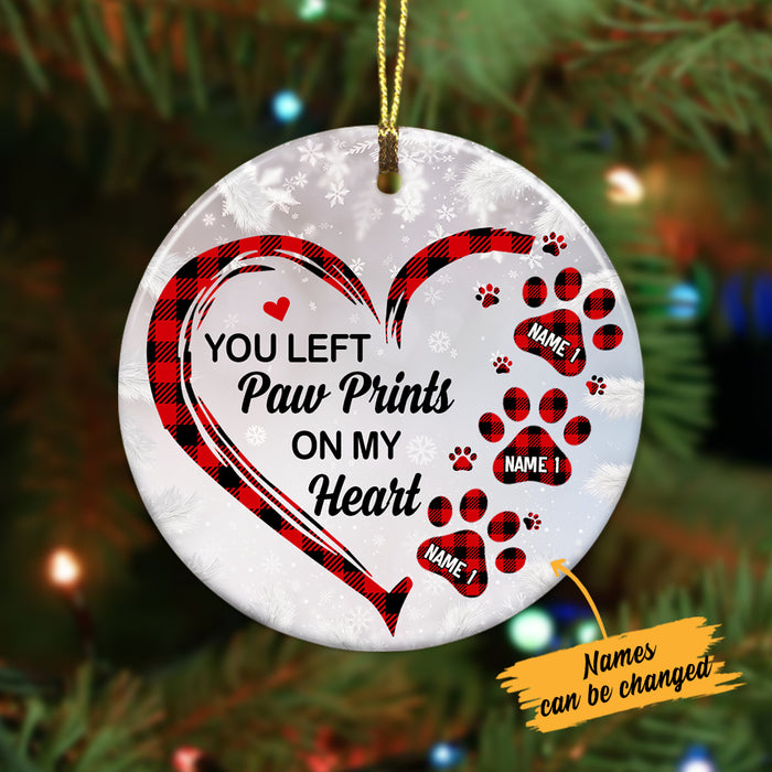 Personalized Dog Memo You Left Paw Prints On My Heart Circle Ornament AG265 85O57 1