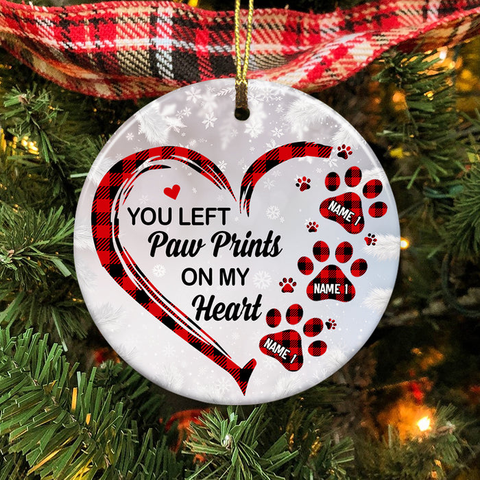 Personalized Dog Memo You Left Paw Prints On My Heart Circle Ornament AG265 85O57 1