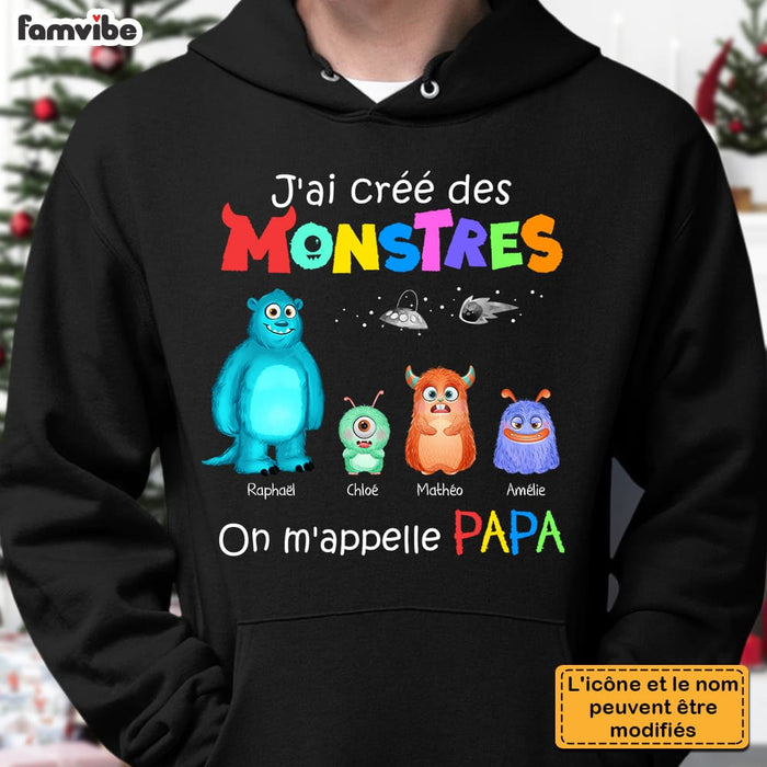 Personalized Gift For Dad French Papa Monstres Shirt - Hoodie - Sweatshirt 30204 1