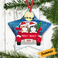 Personalized Cat Christmas Red Truck Star Ornament AG262 81O34 thumb 1