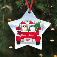 Personalized Cat Christmas Red Truck Star Ornament AG262 81O34 thumb 1
