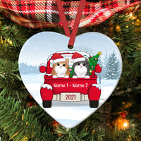 Personalized Cat Christmas Red Truck Heart Ornament AG265 81O34 thumb 1