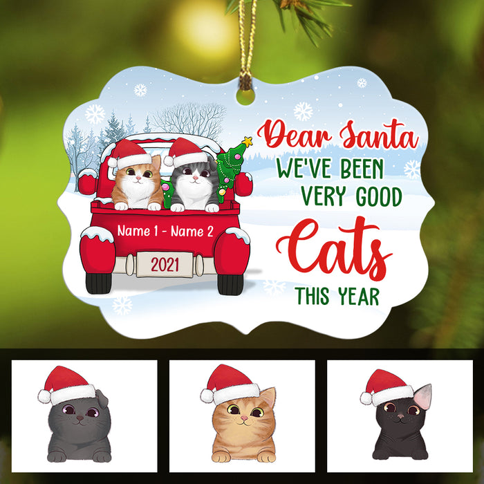 Personalized Cat Christmas Red Truck Benelux Ornament AG263 81O34 1