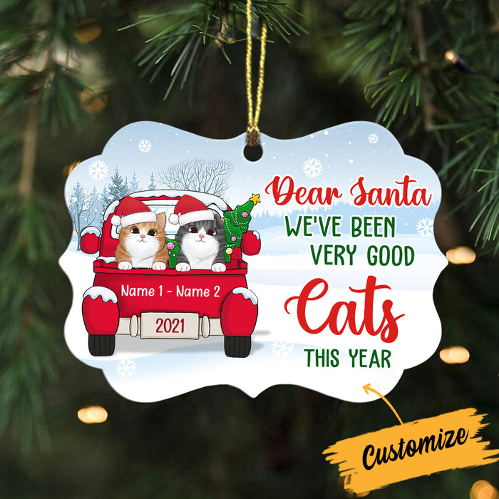 Personalized Cat Christmas Red Truck Benelux Ornament AG263 81O34 1
