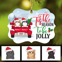 Personalized Cat Christmas Red Truck Benelux Ornament AG266 81O34 thumb 1