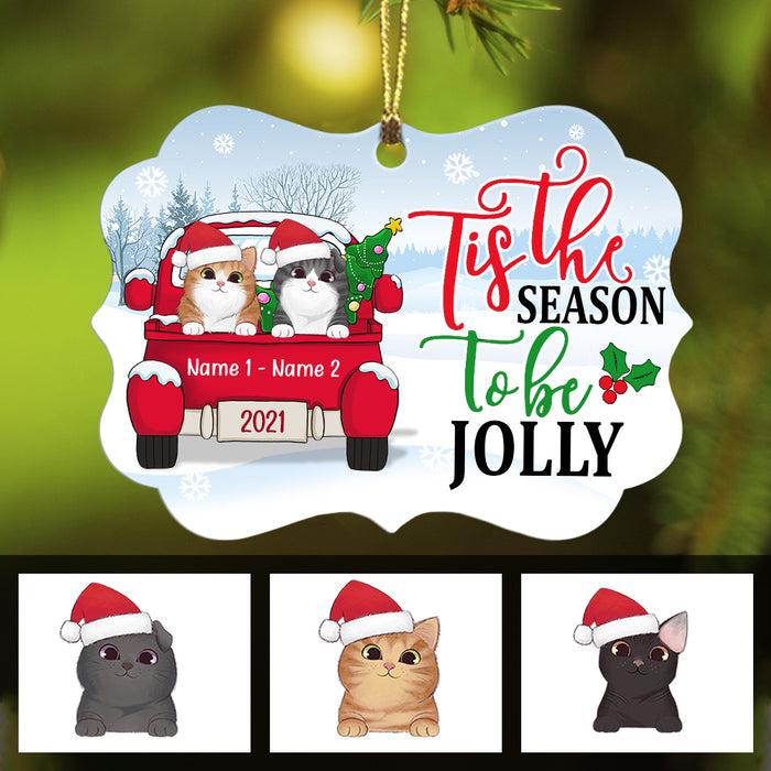 Personalized Cat Christmas Red Truck Benelux Ornament AG266 81O34 1