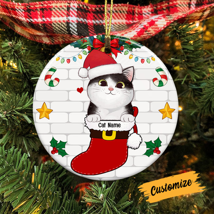 Personalized Cat Christmas Circle Ornament AG265 24O53 1