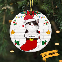 Personalized Cat Christmas Circle Ornament AG265 24O53 thumb 1