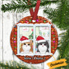 Personalized Meowy Christmas Cat At Window Circle Ornament AG307 24O34 thumb 1