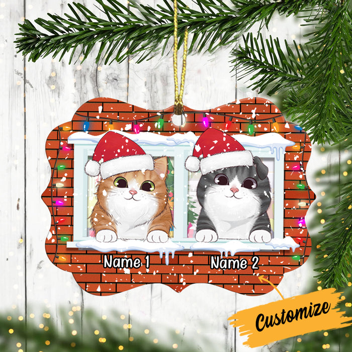 Personalized Meowy Christmas Cat At Window Benelux Ornament AG306 24O34 1