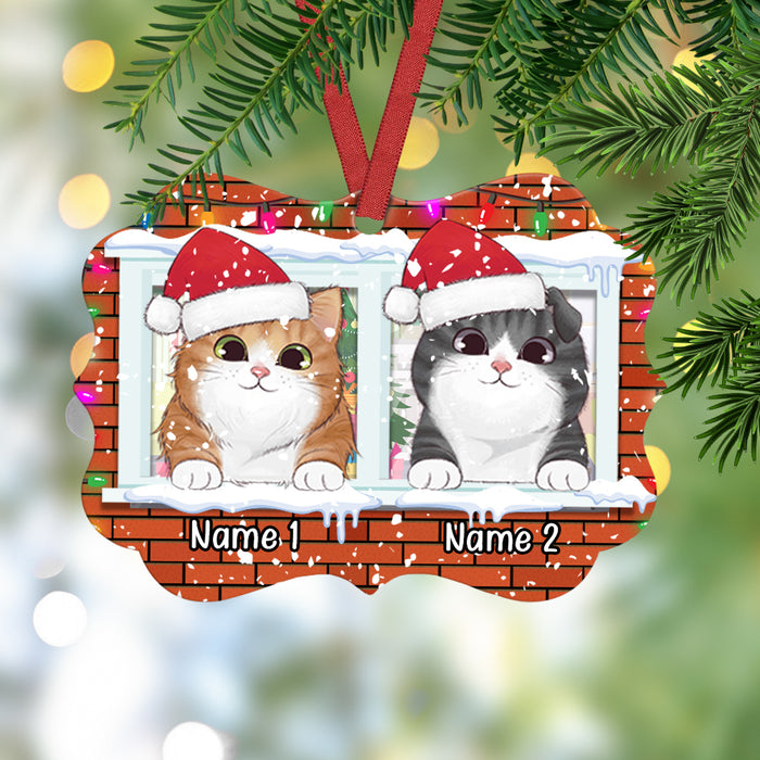 Personalized Meowy Christmas Cat At Window Benelux Ornament AG306 24O34 1