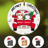 Personalized Cat Christmas Circle Ornament AG262 30O34 thumb 1