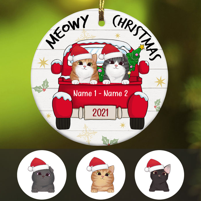 Personalized Cat Christmas Circle Ornament AG262 30O34 1