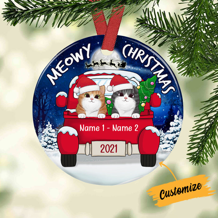 Personalized Cat Christmas Circle Ornament AG262 30O34 1