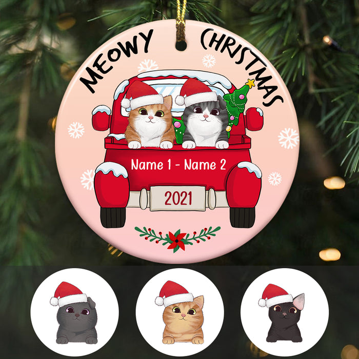 Personalized Cat Christmas Circle Ornament AG262 30O34 1