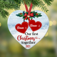 Personalized Christmas  Couple Heart Ornament AG264 26O58 thumb 1