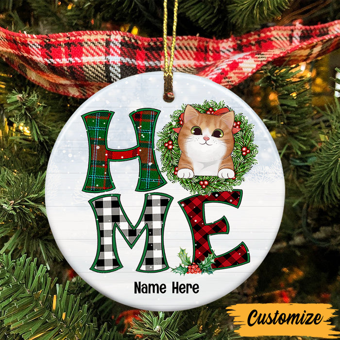 Personalized Cat Home Christmas Circle Ornament AG266 24O47 1