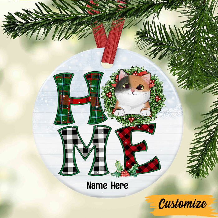 Personalized Cat Home Christmas Circle Ornament AG266 24O47 1
