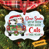 Personalized Christmas Cat Red Truck Benelux Ornament AG262 24O53 thumb 1