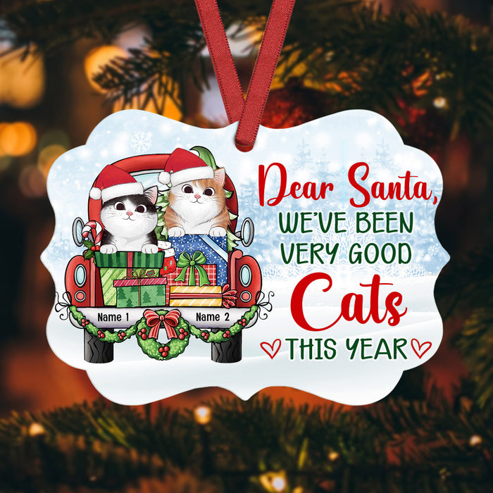 Personalized Christmas Cat Red Truck Benelux Ornament AG262 24O53 1