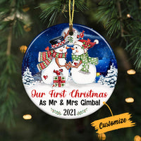 Personalized Christmas Snowman Couple Circle Ornament AG267 24O57 thumb 1