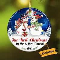 Personalized Christmas Snowman Couple Circle Ornament AG267 24O57 thumb 1