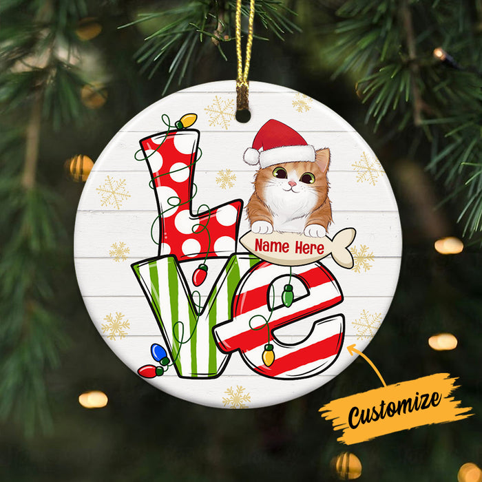 Personalized Love Cat Christmas Circle Ornament AG304 87O34 1