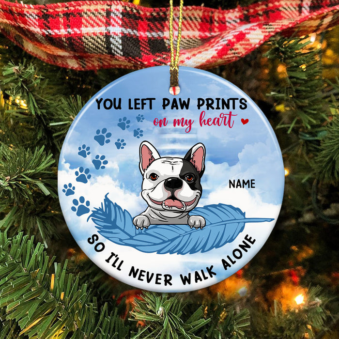 Personalized Dog Memo Never Walk Alone Circle Ornament AG302 85O58 1