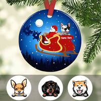 Personalized Dog Christmas Santa Sleigh Circle Ornament AG303 85O47 thumb 1
