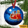 Personalized Dog Christmas Santa Sleigh Circle Ornament AG303 85O47 1