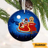 Personalized Dog Christmas Santa Sleigh Circle Ornament AG303 85O47 thumb 1