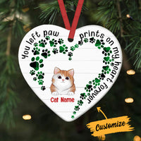 Personalized Cat Paw Prints On My Heart Memo Christmas Heart Ornament AG302 23O34 thumb 1