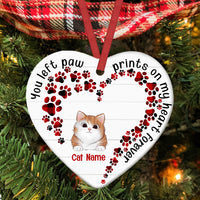 Personalized Cat Paw Prints On My Heart Memo Christmas Heart Ornament AG302 23O34 thumb 1