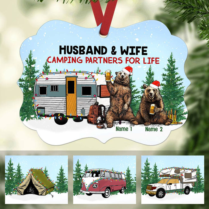 Personalized Bear Couple Camping Family Christmas Benelux Ornament AG302 81O58 1