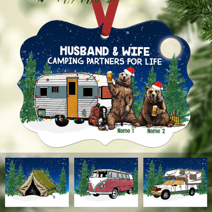 Personalized Bear Couple Camping Family Christmas Benelux Ornament AG302 81O58 1