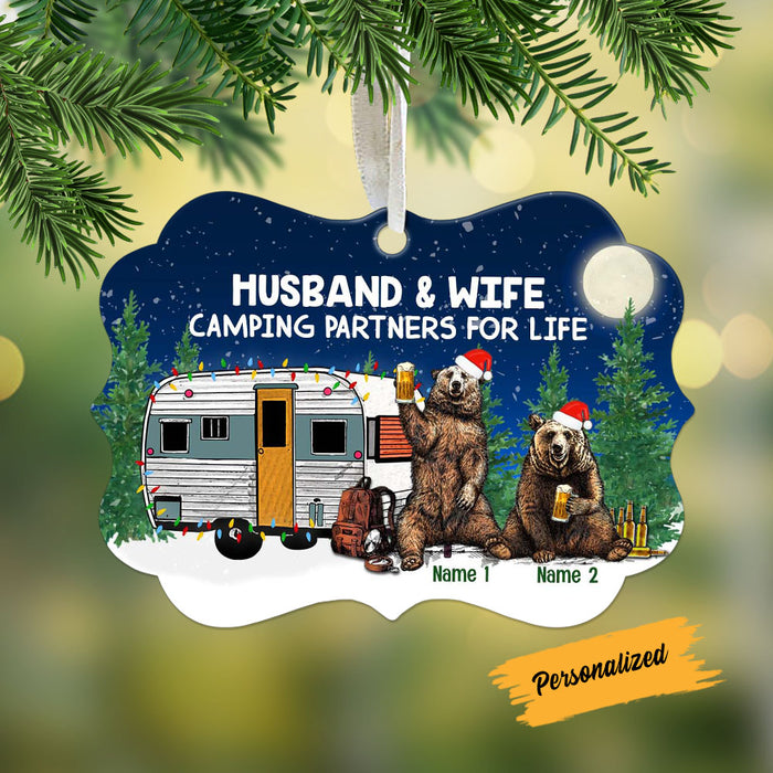 Personalized Bear Couple Camping Family Christmas Benelux Ornament AG302 81O58 1