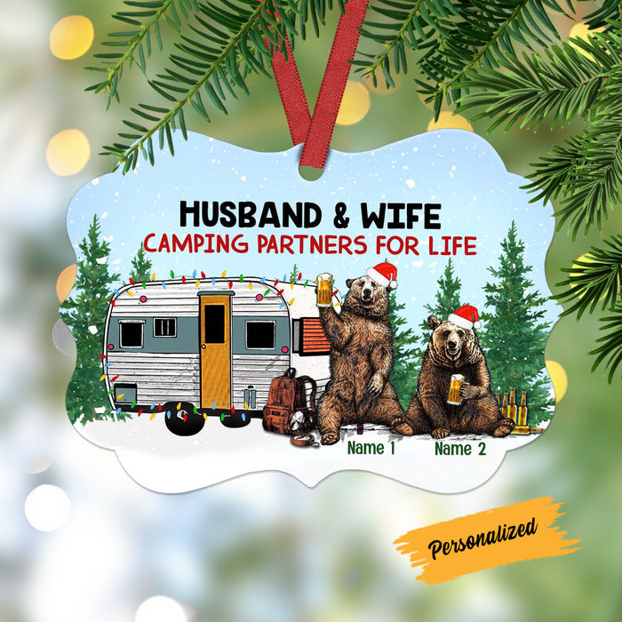 Personalized Bear Couple Camping Family Christmas Benelux Ornament AG302 81O58 1