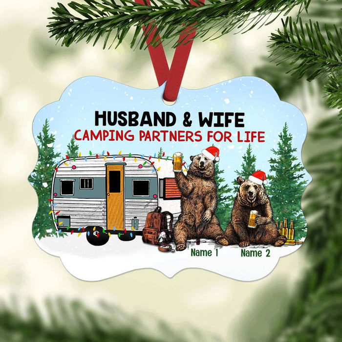 Personalized Bear Couple Camping Family Christmas Benelux Ornament AG302 81O58 1