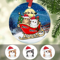 Personalized Cat Christmas Circle Ornament AG306 87O36 thumb 1