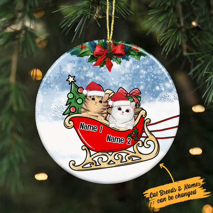 Personalized Cat Christmas Circle Ornament AG306 87O36 1