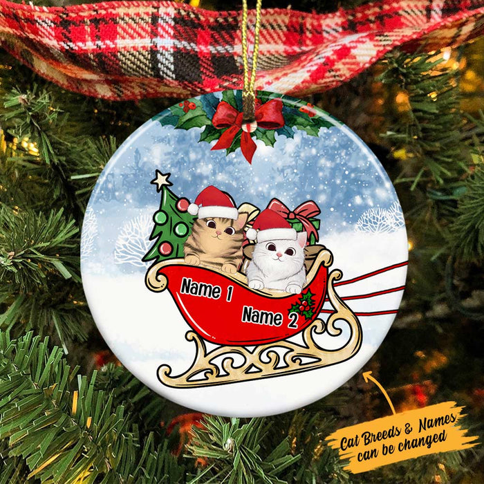 Personalized Cat Christmas Circle Ornament AG306 87O36 1