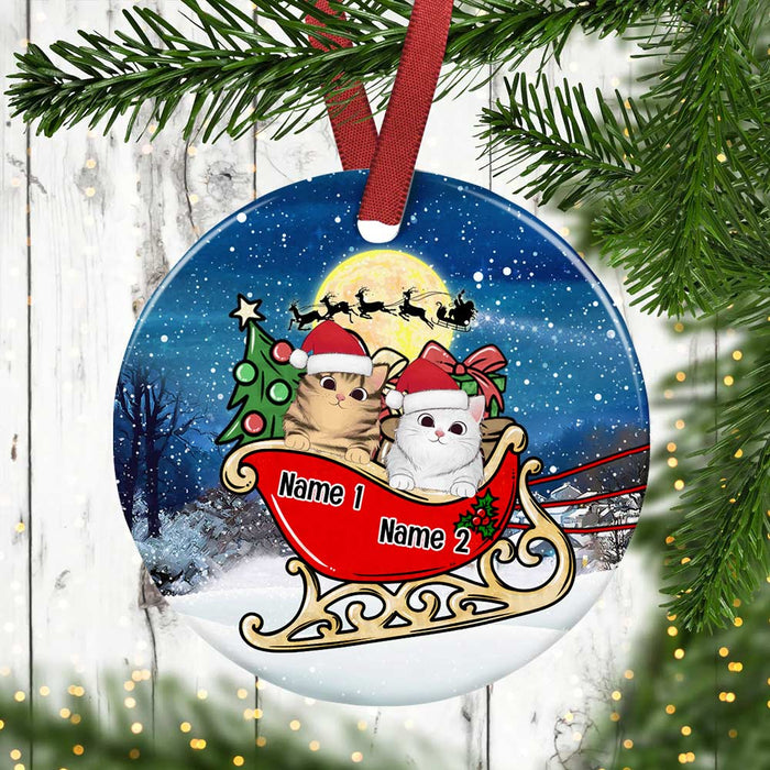 Personalized Cat Christmas Circle Ornament AG306 87O36 1