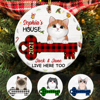 Personalized Christmas Cat House Circle Ornament AG302 24O58 thumb 1