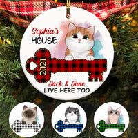 Personalized Christmas Cat House Circle Ornament AG302 24O58 thumb 1