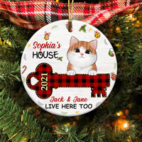 Personalized Christmas Cat House Circle Ornament AG302 24O58 thumb 1
