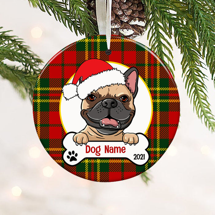 Personalized Dog Wreath Christmas Circle Ornament AG302 87O53 1
